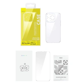Чехол пластиковый Baseus для iPhone 14 Pro Max Protective Case 2 in1 (Full Coverage Tempered Glass Film+Cleaning kit) Crystal Series