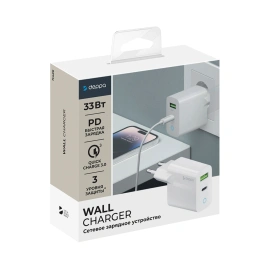 Сетевое зарядное устройство Deppa 33W USB-A/USB-C 11426 White