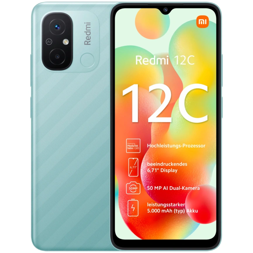 Смартфон XiaoMi Redmi 12C 4/64Gb (NFC) Mint Global Version фото 1